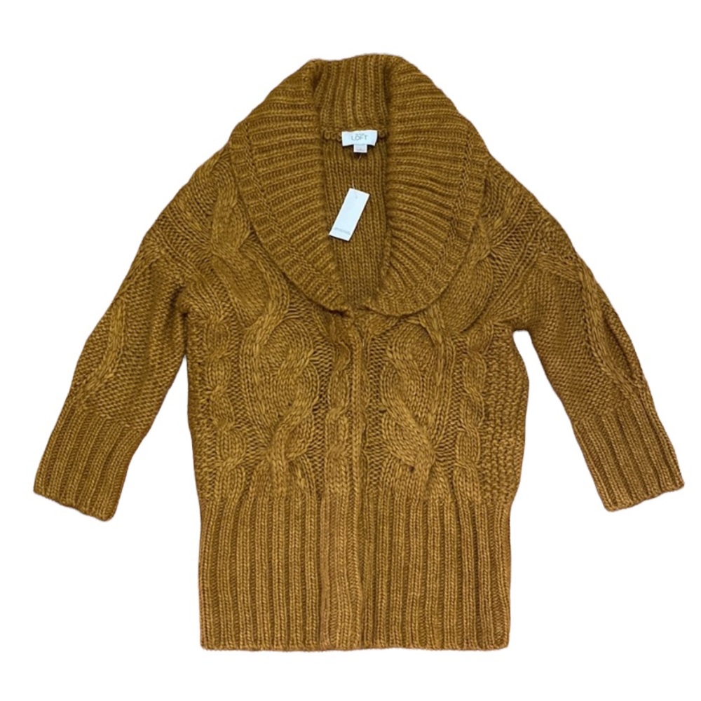 LOFT Chunky Cable Knit Snap Cardigan
